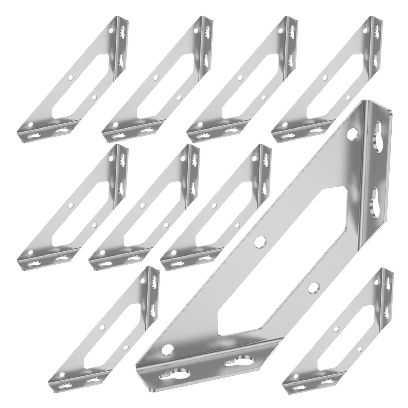 Staffe angolari trapezoidali | Kit connettori supporto fisso da 10 pezzi for il montaggio di armadi, strutture e scaffali