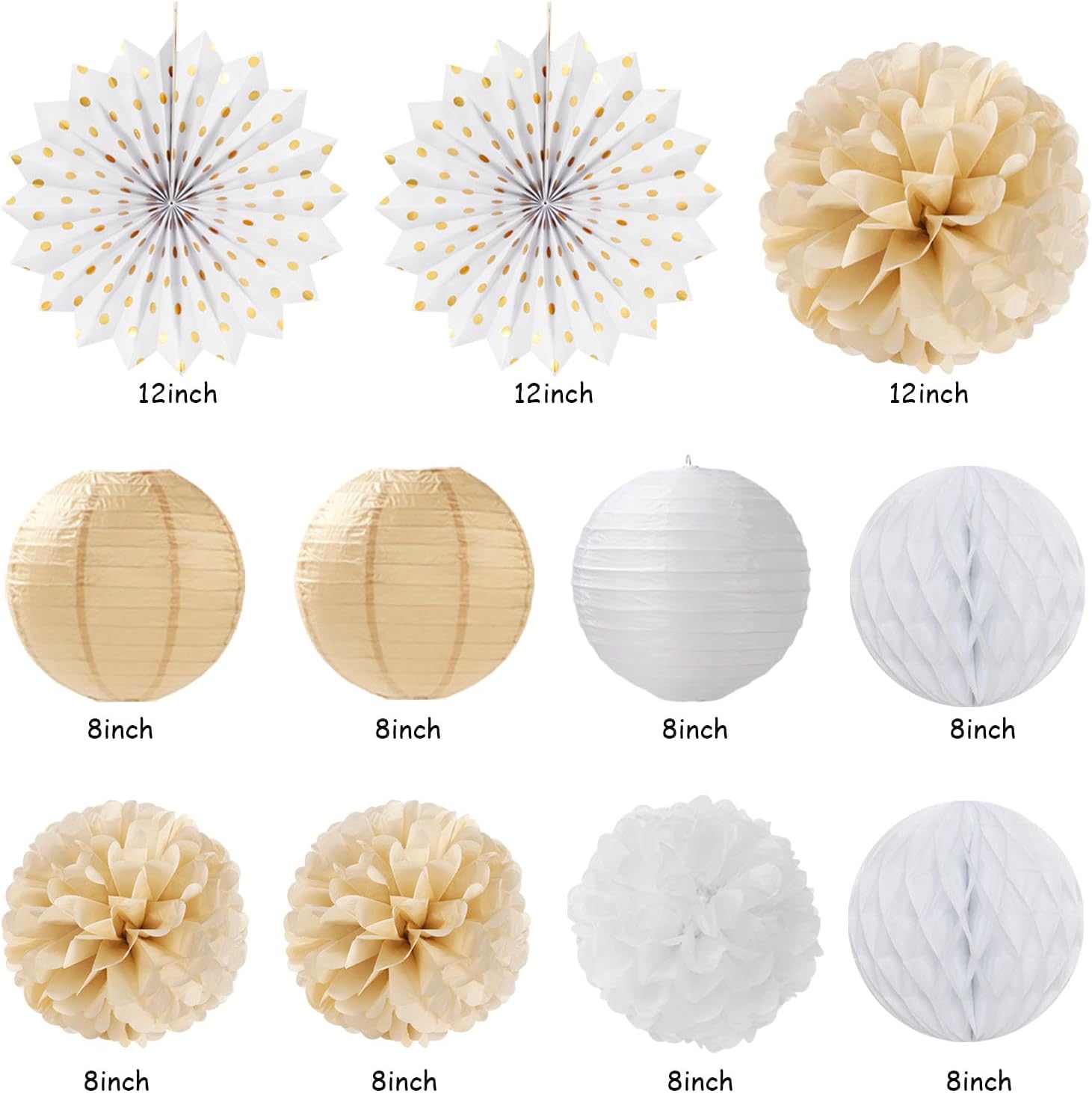 White Champagne Gold Boho Bachelorette Party-Decorations - 21pcs Women Bridal Shower Banner Garland,Bride To Be Paper Streamers Lanterns,Flower Tissue Pom Poms Fan Favors Wedding Decor Huglony - Image 7