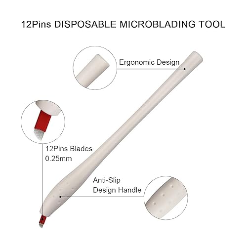 Miniatura 2 de Guapa 10 bolígrafos de microblading desechables manuales con aguja de hoja Tebori Pen 12141718U Pin Ombre Brows Lip Liner Entrenamiento Maquillaje