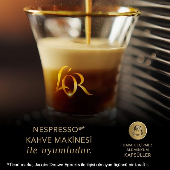 L'OR Lungo Profondo, Core-Lungo Collection, Yoğunluk 8, Bitter Çikolata ve Meyvemsi Notalar Espresso Kapsülleri, 10 Adet, 1 Paket
