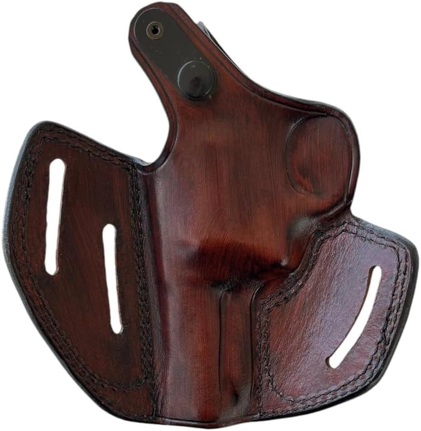 Leather Holster for Kimber K6S DASA 357 Magnum, Fits 3 inch and 4 inch Barrels - 3 Slot Belt Loops - Thumb Break - Basketweave - Premium Leather