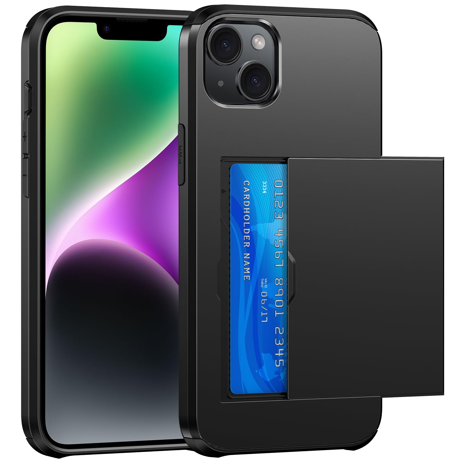 Coque Portefeuille Antichoc Pour IPhone 14 Pro - Noir Premium Avec Fente Cachée | Odeydo
