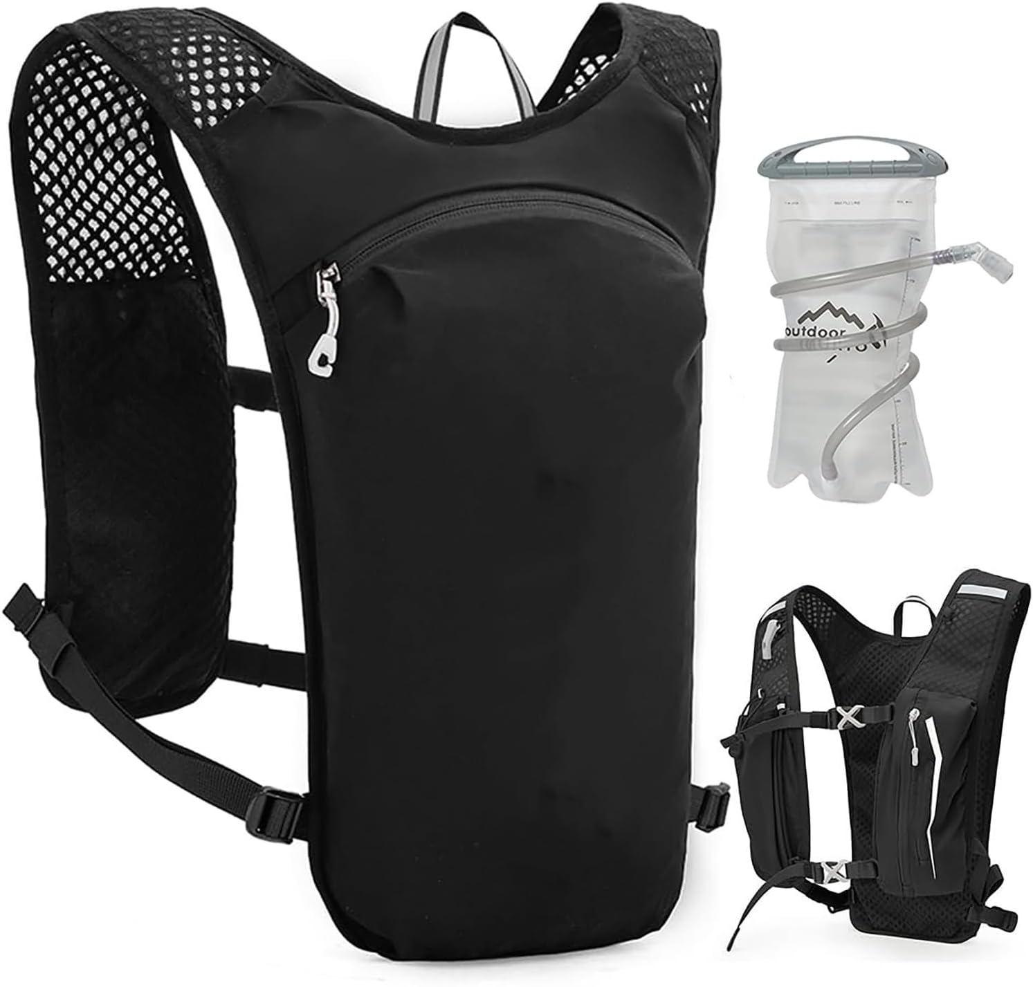 Bestbless Running Hydration Vest Backpack, Lightweight Insulated Pack with 1.5L Water Bladder Bag Daypack for Hiking Trail Running Cycling Race Marathon for Women Men