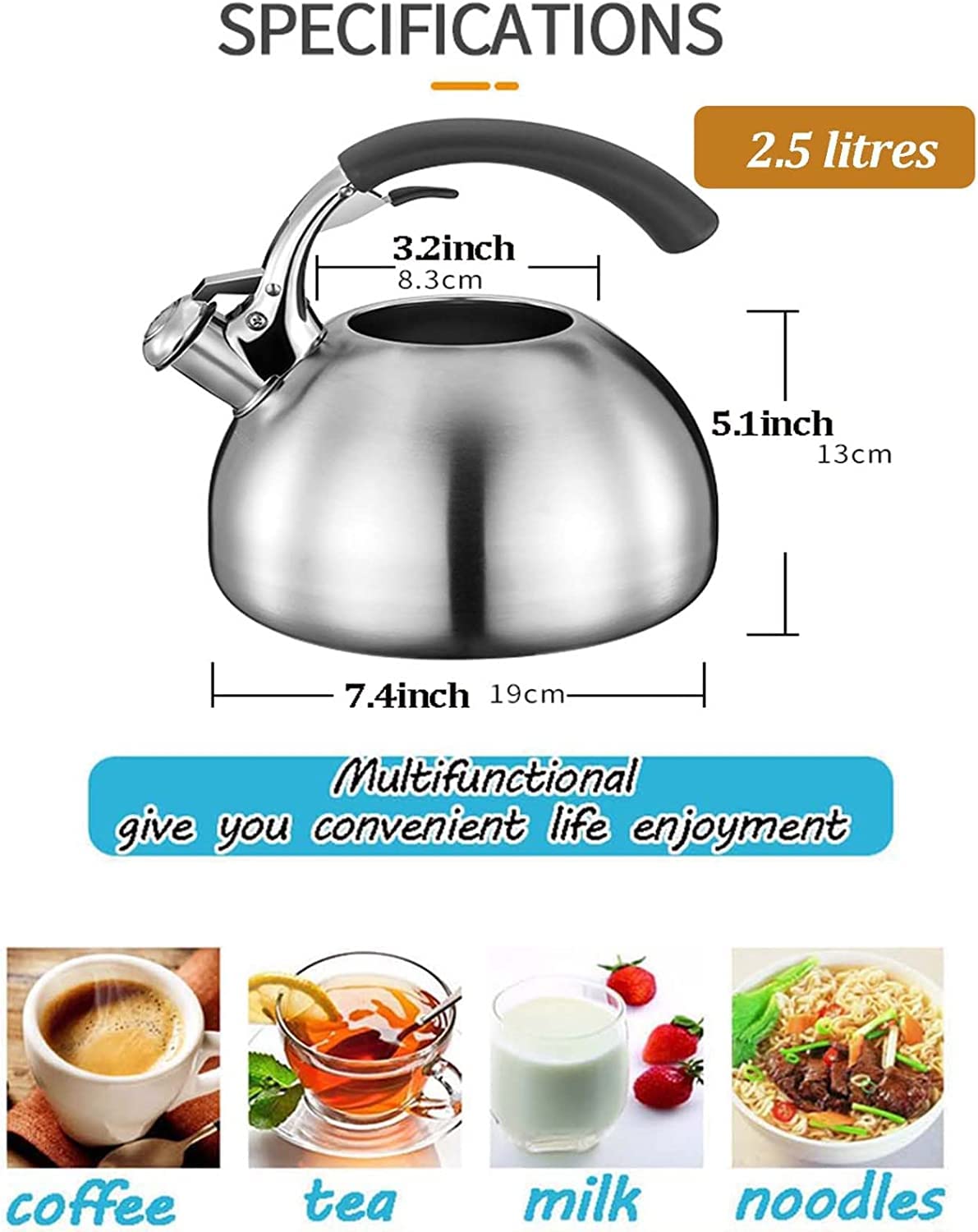 Czajnik z Gwizdkiem Czajnik Z Gwizdkiem O Pojemności 2,5 L Czajnik Ze Stali Nierdzewnej Bojler Na Gorącą Wodę Czajnik Z Gwizdkiem Gwizdanie Czajnik Czajnik Kuchenek
