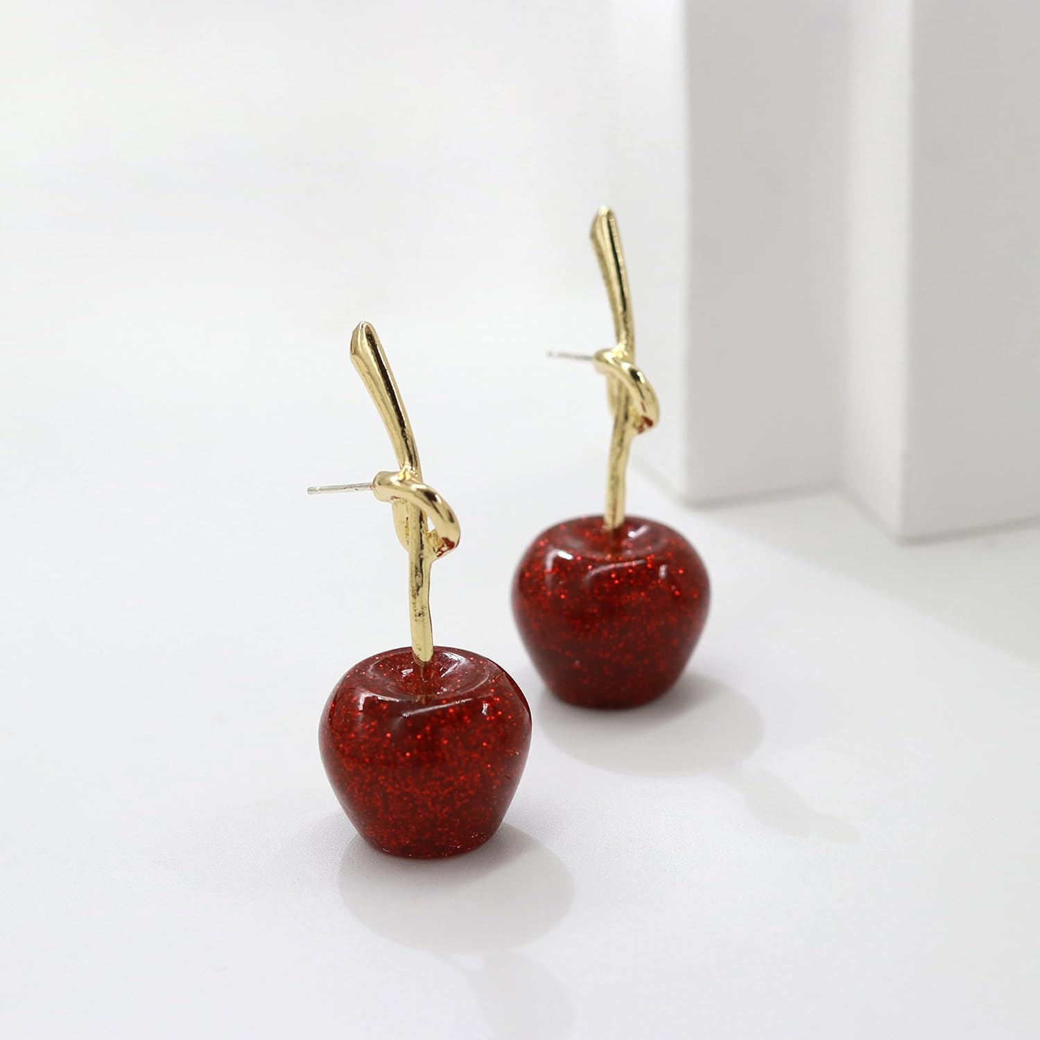 Cherry Earrings, 3D Red Cherry Drop Dangle Earrings Sweet Cute Fruit Earrings Charm Cherry Jewelry Red Earrings for Women - Image 4