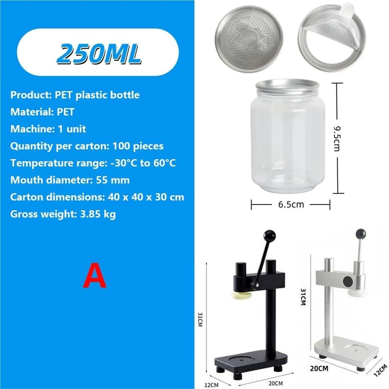 Selladora Manual de Latas Botellas PET Maquina Engastadora Pro