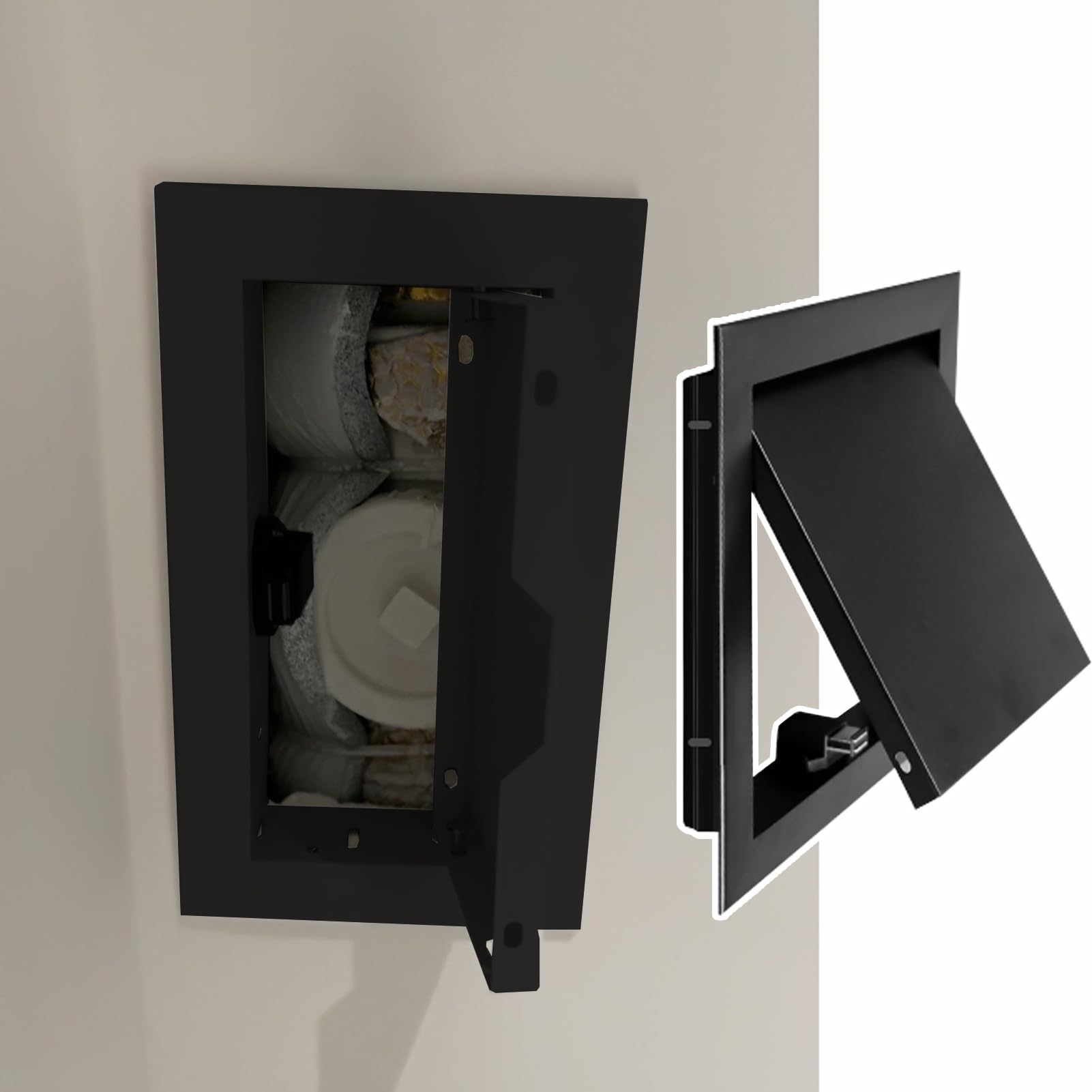 ZykuosDC Access Panel Small Plumbing Panel, Rectangular/Square Inspection Hatch, Magnetic Kit for Wall/Ceiling, Customizable Service Door(Black,20x20cm/8x8in)