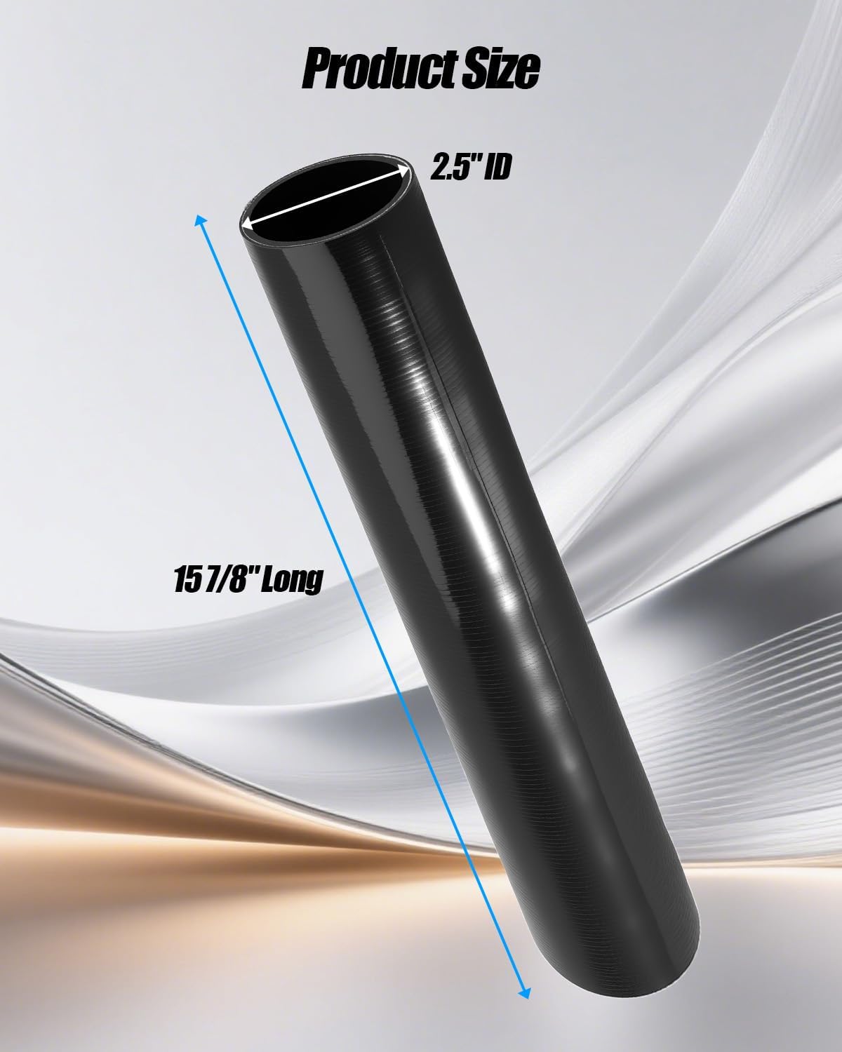 2.5" ID Gasoline Fuel Filler Neck Hose with 4 Clamps, 15 7/8" Long Straight, Wall Thickness 0.15" (4 mm) 4-Layer Reinforced Structure, Reinforced Gas Tank Hose