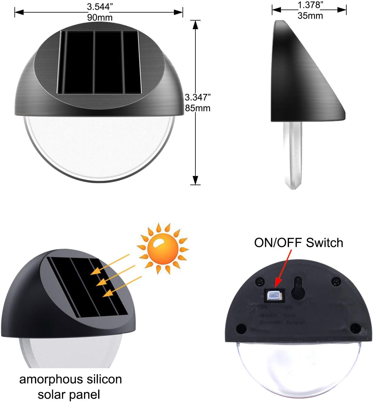 Westinghouse Wireless Linkable Intelligent Solar Motion Sensor Lights Outdoor, (Black)