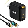 AOHI 100W Charger PD Charger 100W 2-Port Charger Type-C PSE Technical Standards CompliantFoldableLightestGaN Type C Charger, Compatible with MacBook ProAir, iPad, iPhone 1415, Dell XPS, Galaxy