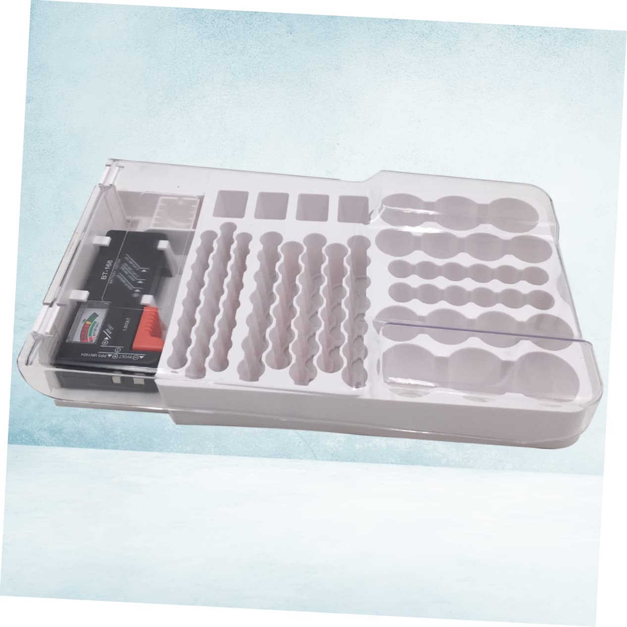 BESTonZON 1pezzi Tester Di Capacità Della Batteria Portatile Custodia Di Immagazzinaggio Per Batterie Organizzatore Di Immagazzinaggio Per Batterie Supporto Di Per Supporto Per Tester