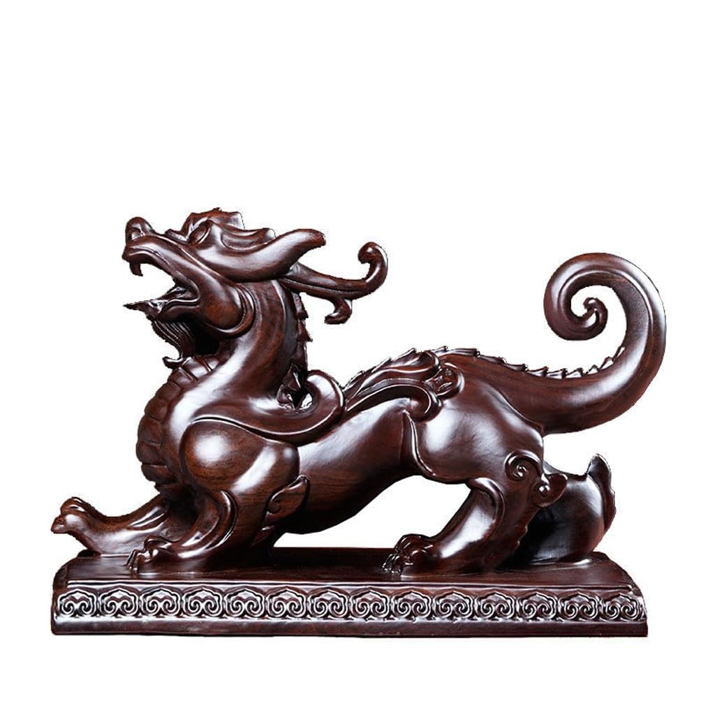 ATREDESES Office Decor Solid Wood Carving Brave Ornament Mahogany Crafts Chinese Home Living Room Decorations Home Decor(5.9in)