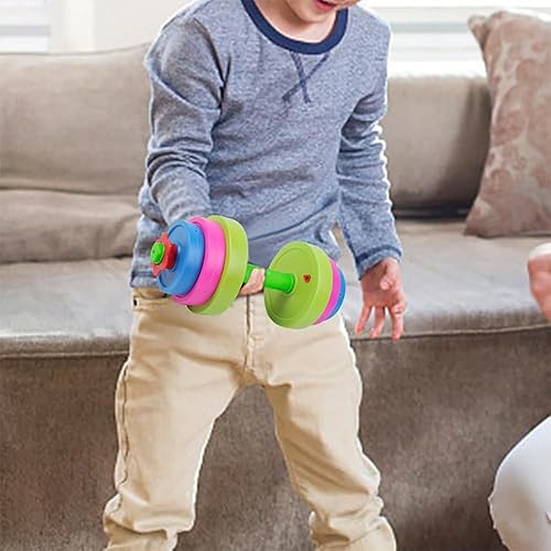 Miniatura 5 de Juego de mancuernas de entrenamiento para niños, equipo de gimnasio para juegos de simulación, levantamiento de pesas, ejercicio y fitness, relleno