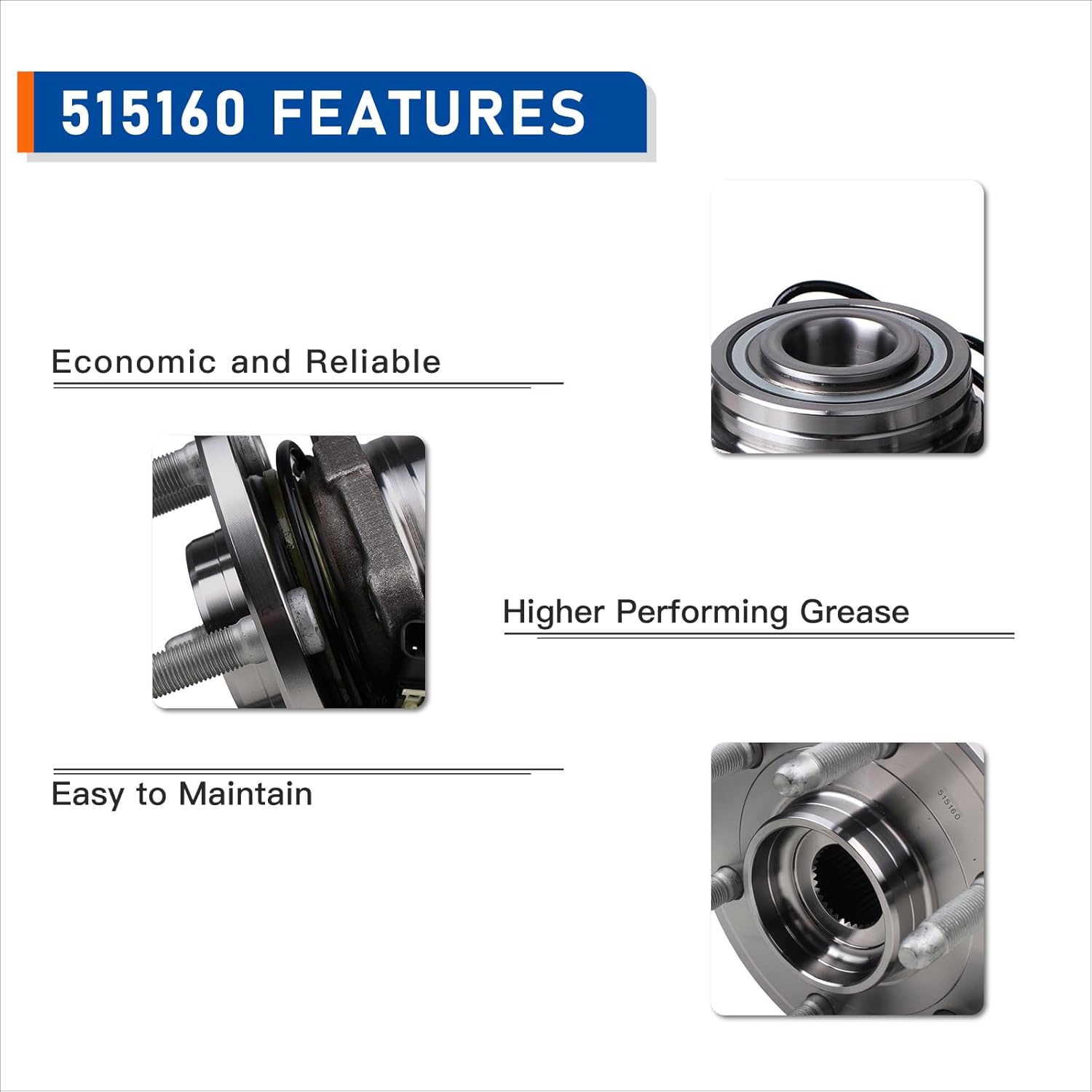 PAROD Pair 515160 Wheel Hub Bearing Assembly Fit for 15-20 Cadillac Escalade, ESV, 17-19 XTS, 14-18 Chevy Silverado 1500, 19 LD, Suburban, Tahoe, GMC Sierra 1500, Limited, 2015-2020 Yukon, Yukon XL - Image 5