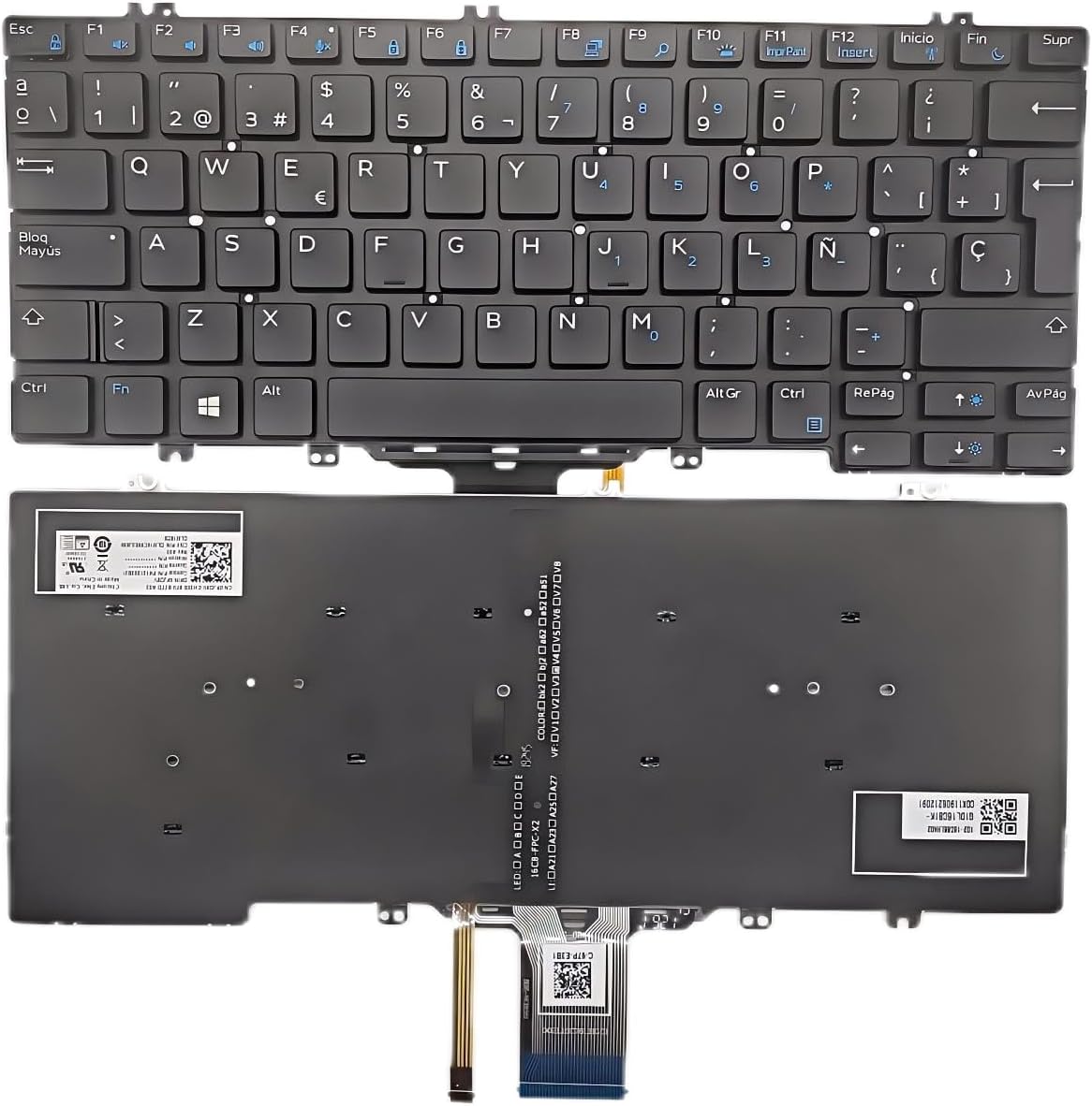 Laptop Replacement Latin Spanish Layout (español teclado) for DELL Latitude 5280 5288 5290 5289 7280 7380 7290 7390 7389 2 in1,E7280 E7380 E5280 E5290 Laptop Keyboard Without Frame/with Backlit