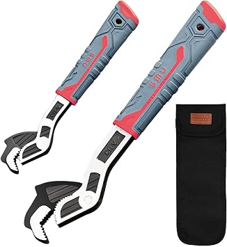Polegas Universal Pipe Wrench,2 Pcs Self Locking Wrenchs8in+12in