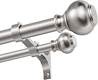 Vista 1 de Barras de cortina dobles de 1 pulgada de 36 a 72 pulgadas, barra telescópica ajustable para cortinas de ventana, barras de cortina dobles