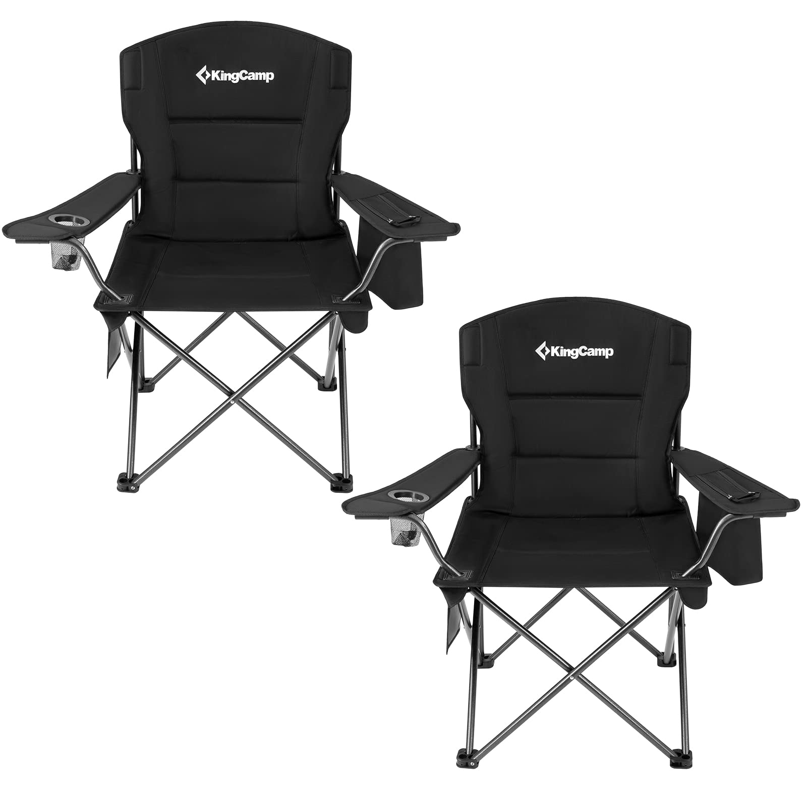 KingCamp Campingstuhl mit Kühltasche und Getränkehalter, Campingstuhl für Erwachsene, Klappstühle Outdoor für Garten, Picknick, Wandern, Innenbereich, 136 kg Kapazität