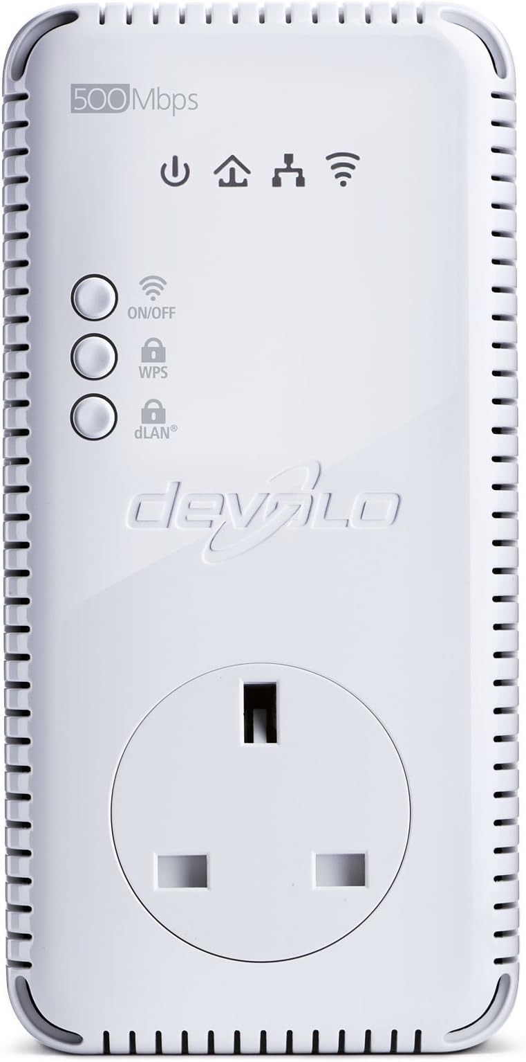 devolo dLAN 500 AV Wireless+ Add-On Powerline Adapter (500 Mbps via Power Line, 300 Mbps WiFi, 1 x PLC Homeplug Adapter, 3 x LAN Ports, WiFi Booster, Wireless Range Extender, whole home wifi) - White