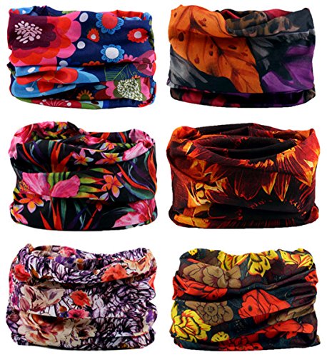 KINGREE KINREE 6PCS Outdoor Magic Scarf, Elastic Headbands, Headscarves, Headwear, Mask (Charming)