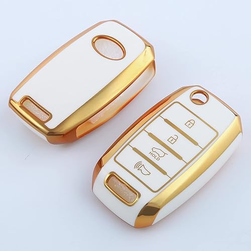 Miniatura 7 de Funda para llavero Kia, compatible con Rio Optima Soul Sportage Sorento Carens Premium Soft TPU Anti-polvo Protección completa, Modelo A (negro).