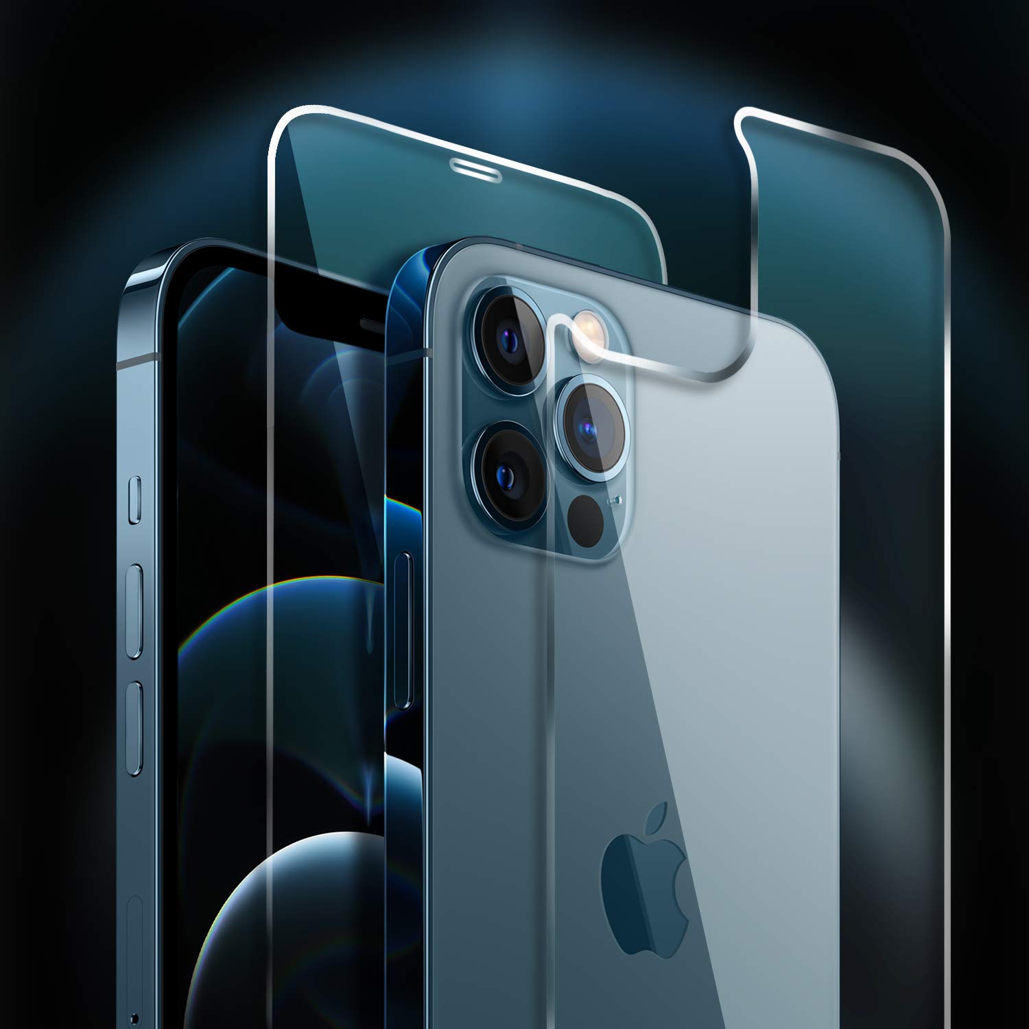 Przednia i tylna osłona ekranu do iPhone'a 12 Pro Max, hartowane szkło [dotykowe] przednia i tylna folia hartowana premium HD przejrzystość odporna na odciski palców / zarysowania do