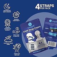 Vista 2 de CPAP - Fundas para correa para el casco (paquete de 4) – Color azul – Cojines universales para máscara CPAP – Tela polar suave para reducir