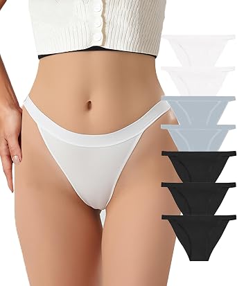 Womens Cotton Underwear High Cut String Bikini Panties Sexy Low Rise Hipster Cheeky Briefs Panty 7 Pack S-XL