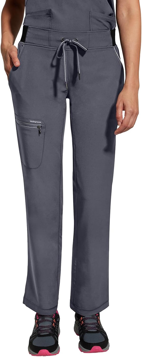 Healing Hands Women Scrub Pants with Rib Knit Waistband, Moisture Wicking, 360° Stretch and Recycled Fibers - 9152