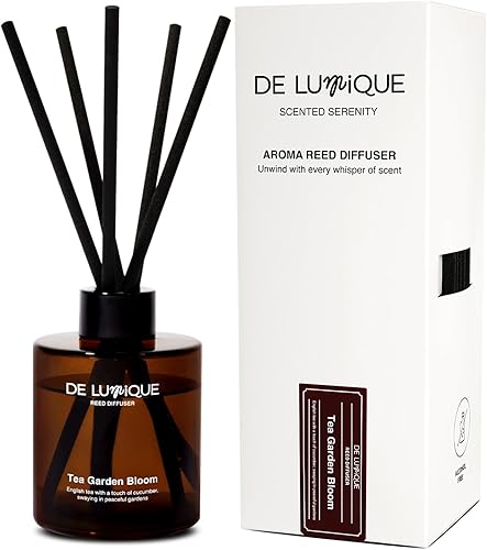 Miniatura 10 de Golden Oud Difusor con varillas – Difusor de aroma para habitación con almendra, vainilla, oud y rosa damascena – Difusor de fragancia duradero para