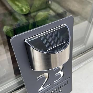 Personalized External House Numbers Solar Light 3D Cutting Acrylic Solar Light Plaque Modern Address Street Name Door Plates (15 * 29CM)