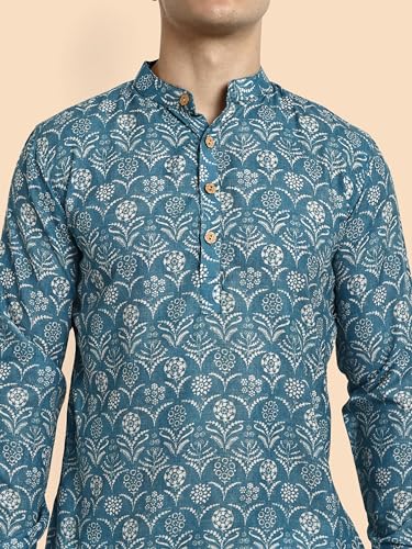 Image of Vardha Men's Cotton Printed Short Kurta with Comfortable Fit and Simple Style and Regular Look | Kurta for Men