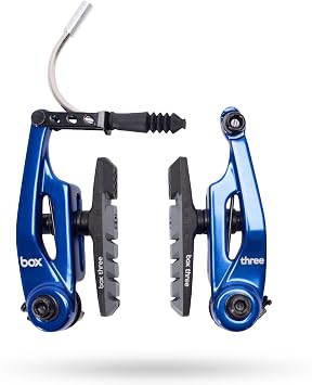 Box Three 108/85 Millimeters V Brakes with Brake Pad Adjustment, Phillips Head Tension Screw, 5mn Allen Key, and Air Flow Brake Shoes with Dual Compound Pads