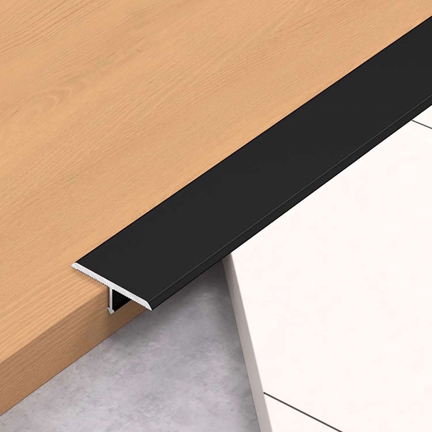 Bande de transition aluminium sol bois carrelage 2,7m large 5cm pour raccord de parquet stratifié