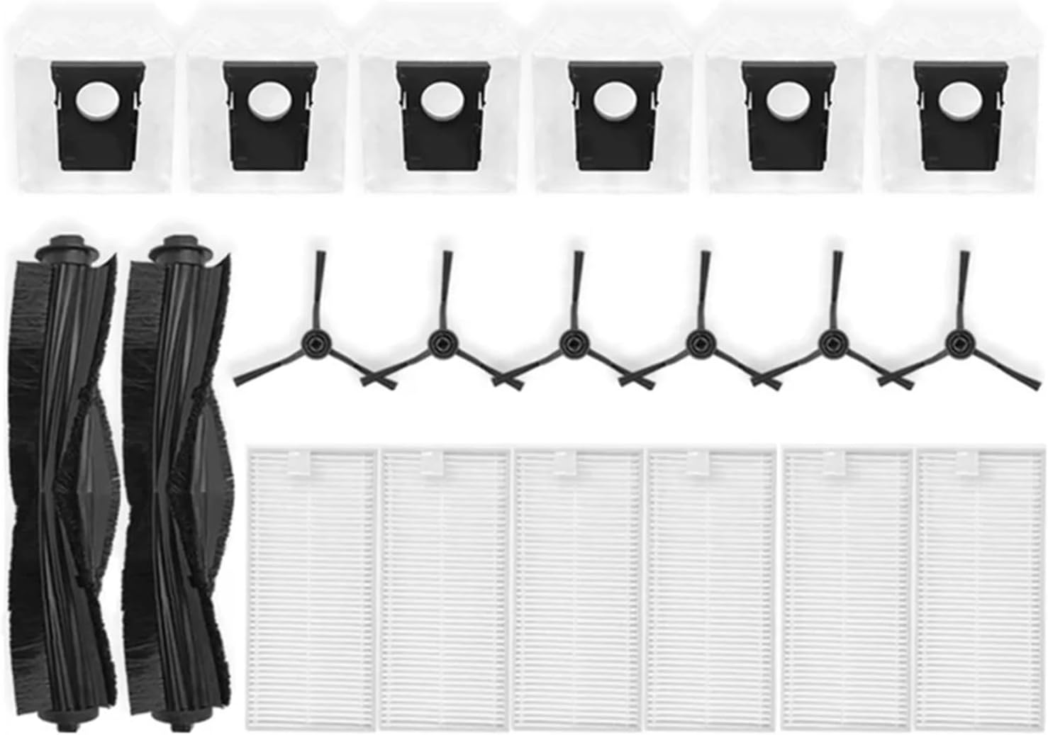 Robot Vacuum Cleaner Replacement Main Roller Side Brush Filter Dust Bag for Eureka, J20, Midea, W20 / W20 Pro
