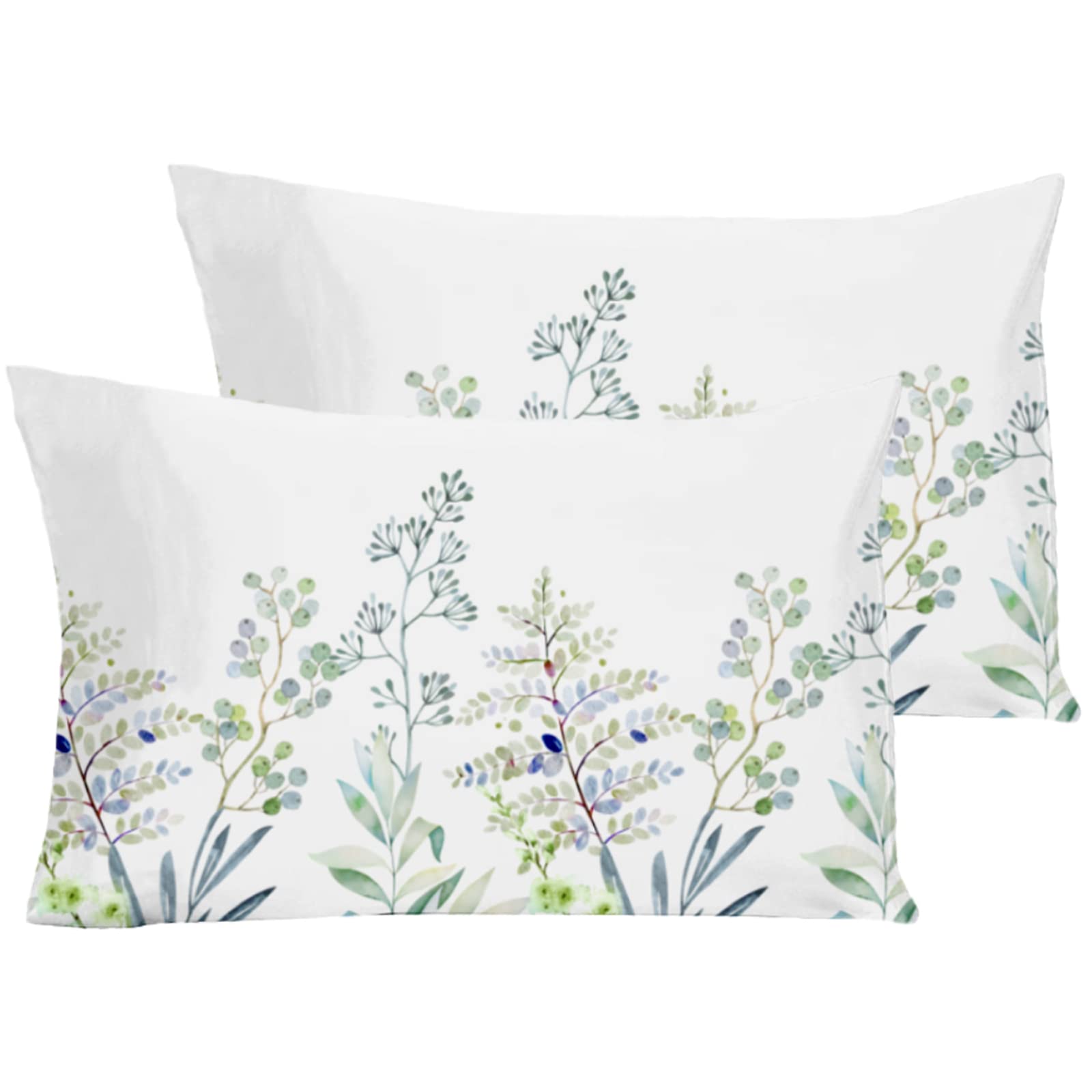 YIYEA Pillow Cases Queen Size Set of 2, Ultra Soft Double Brushed Microfiber Pillowcases Queen, Floral Bed Pillow Covers, Fade Resistant, Easy Slip-On (20"x30")