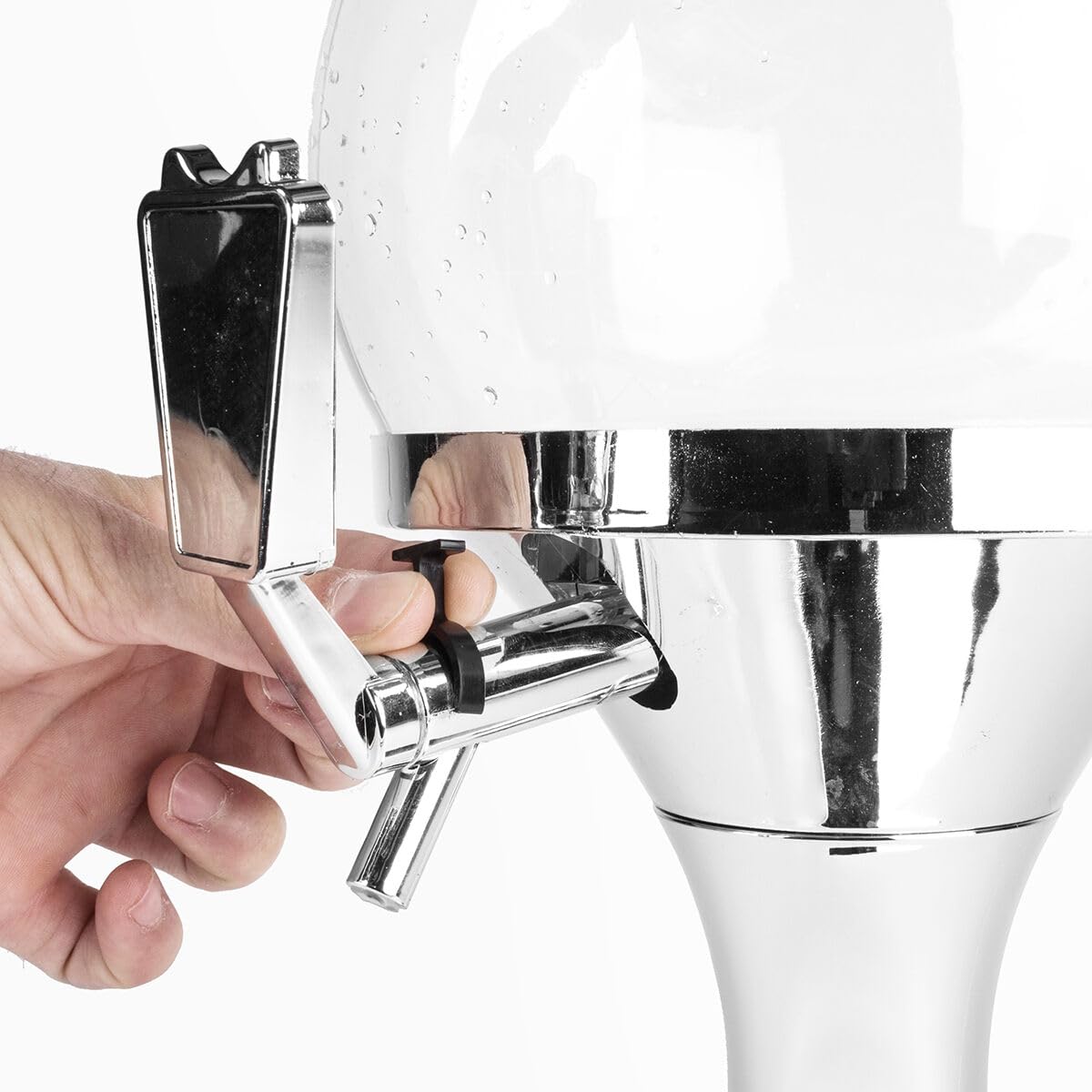 InnovaGoods - Distributeur de Bière Réfrigérant 3,5L, Machine à Jus de Fruits, Fontaine d'alcool avec Réservoir à Glaçons, PMMA Transparent et Argent Métallique, 24x24x42 cm, sans BPA