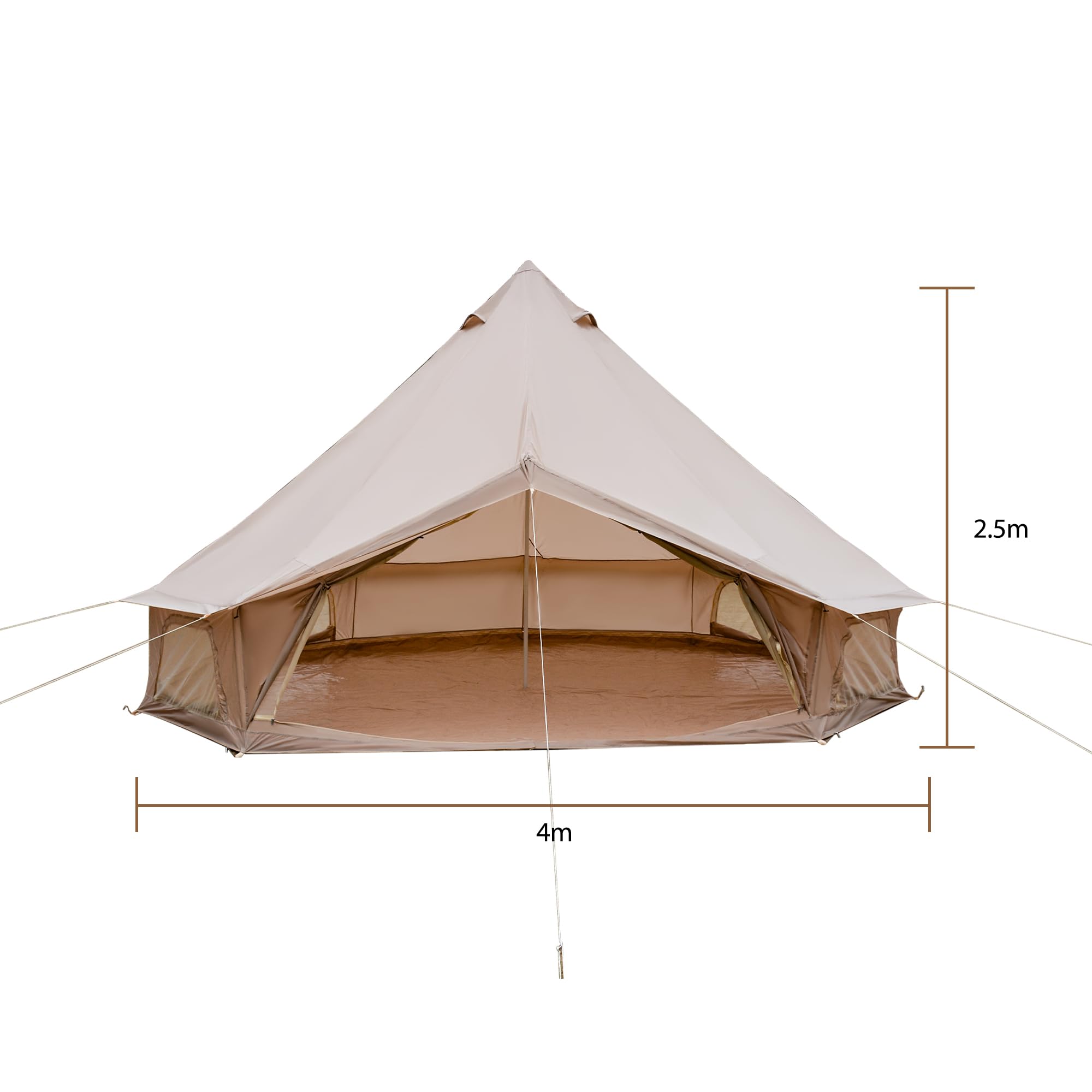 Großes Bell Zelt 4–8 Personen 13,1ft, Wasserdichtes Glamping Zelt aus Oxford mit Ofenöffnung, 4 Jahreszeiten Jurte Zelt, Familien Camping Zelt Hot Tent für Outdoor Camping