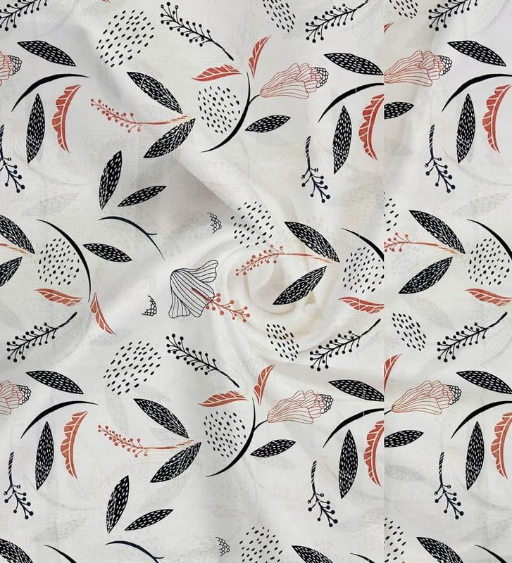 Image of Bedsheet Bed with 2 Pillow Covers 100% Cotton 144 TC |Chadar - Flat Sheet with 2 Pillow Covers - Black Leaf Double