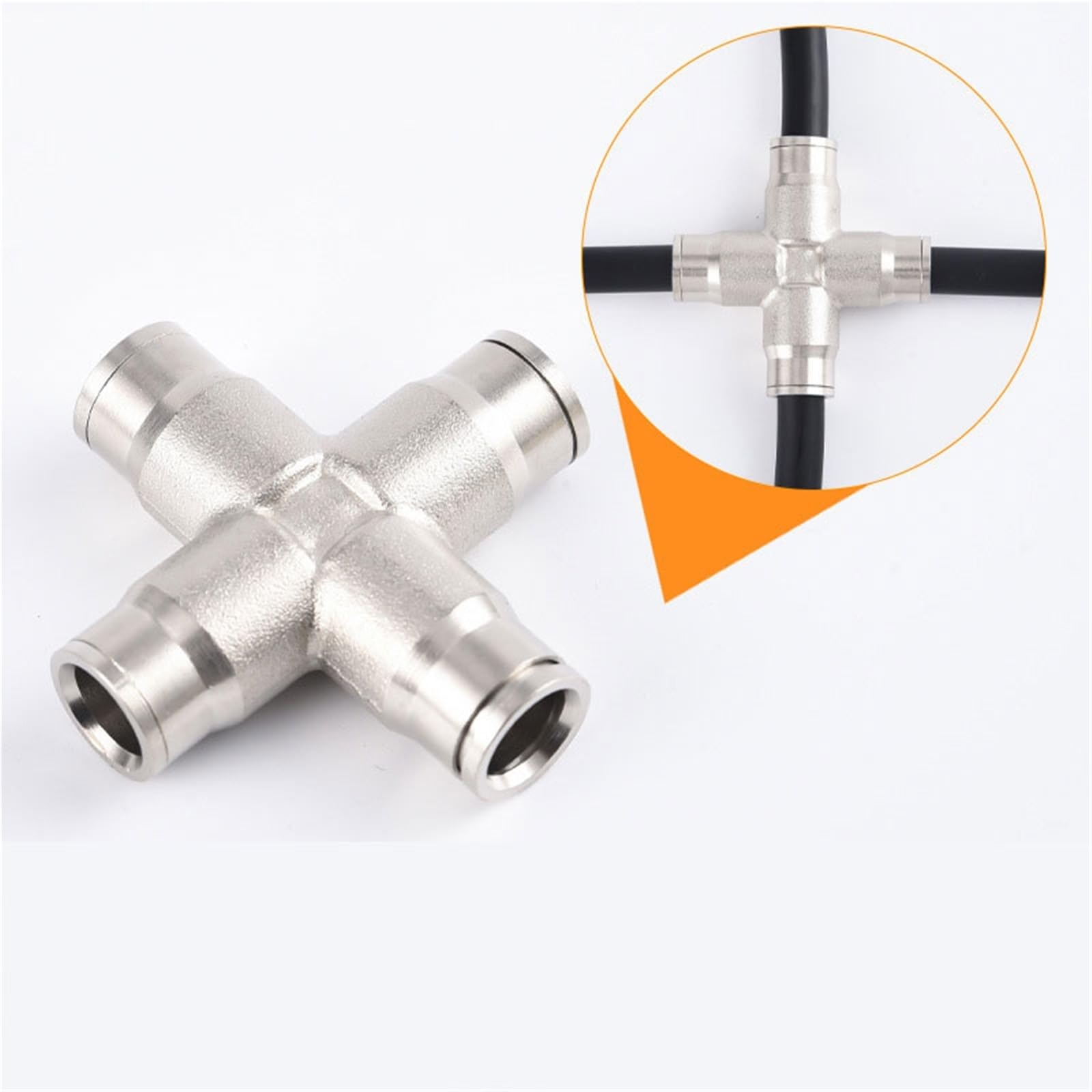 10 Pezzi 3/8" Raccordo rapido a Quattro Vie con bloccaggio a Slittamento, raccordi per Tubi a Croce in Ottone Sistema di Raffreddamento ad Alta Pressione per Nebbia