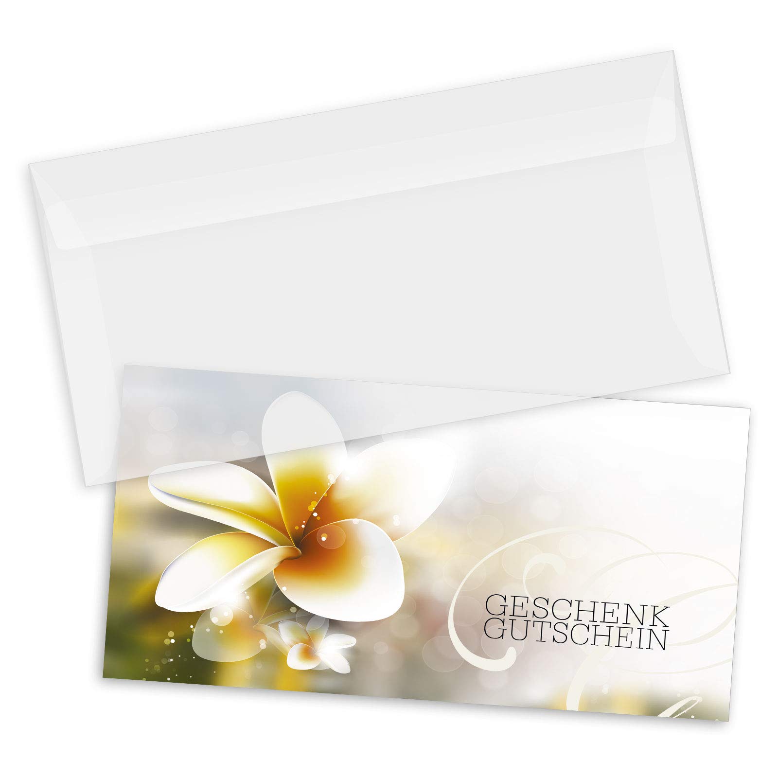 Gutschein-Set. 100x Gutschein + Kuvert. Für Kosmetiksalon Massage, blanko zum selber Ausfüllen.