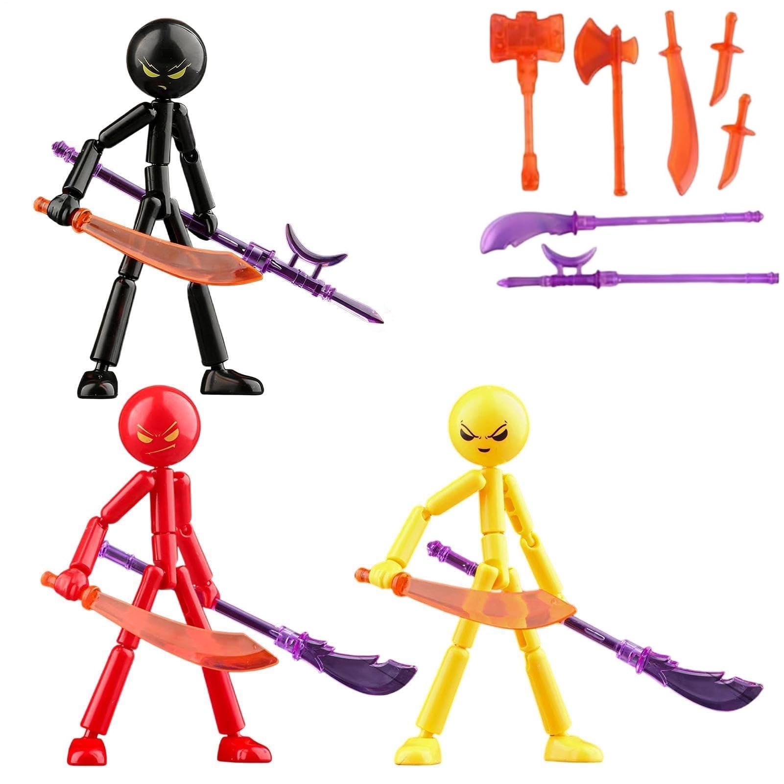 Collectable Action Figures Set with 7 Weapons Set, Multi-Jointed Movable Stop Motion Figures, For Teens Adults Collectors Display Cabinet Study Bedroom Living Roo (3pcs-B)