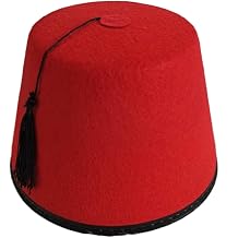 Fez Hat for Men Women, Traditional Tarboosh Hat with Black Tassels, Breathable Felt Cap, Cosplay Costume Accessory