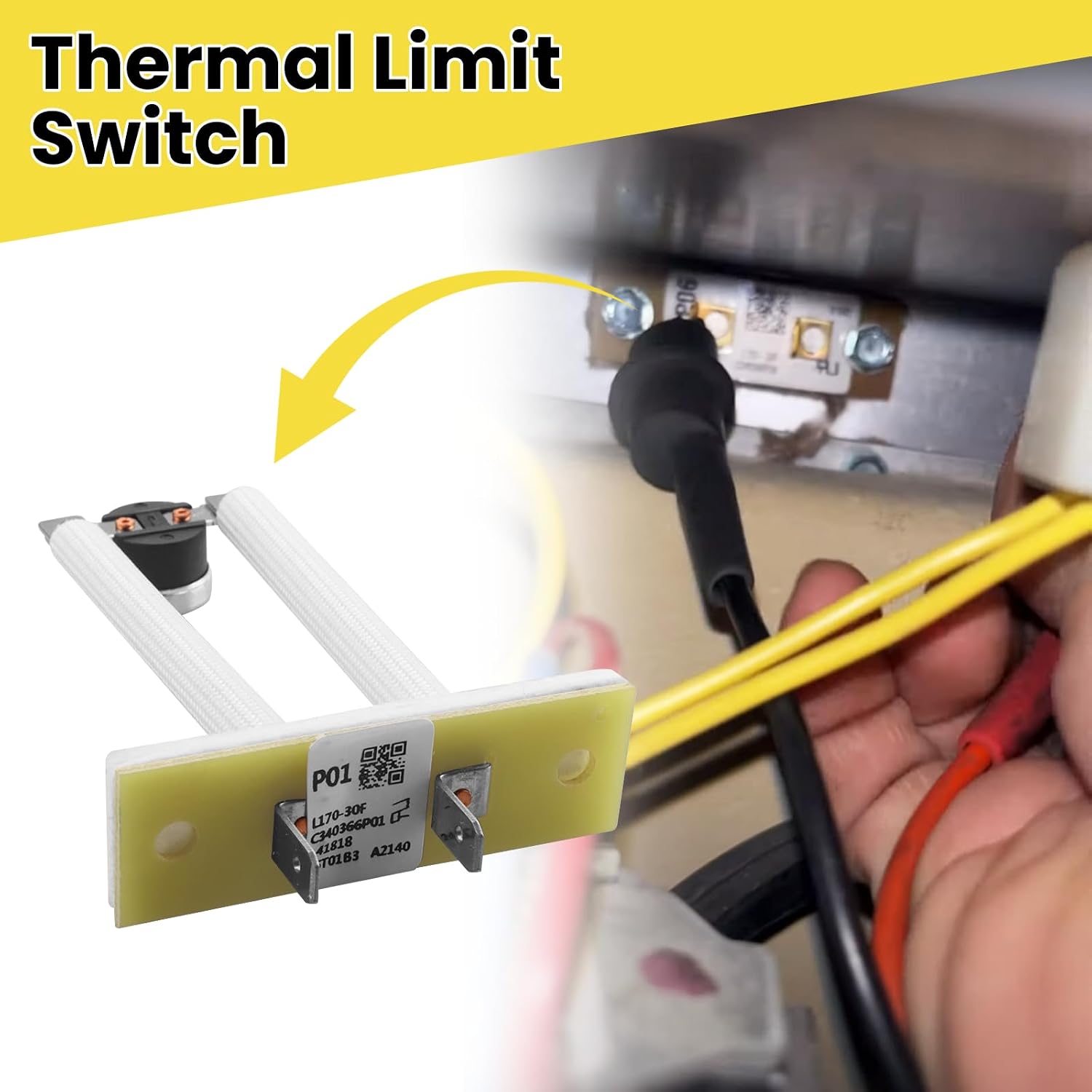 Thermal Limit Switch Fit for Trane American Standard, Replaces SWT01611 / SWT-1611 / C340366P01, Replacement Limit Switch L170-30