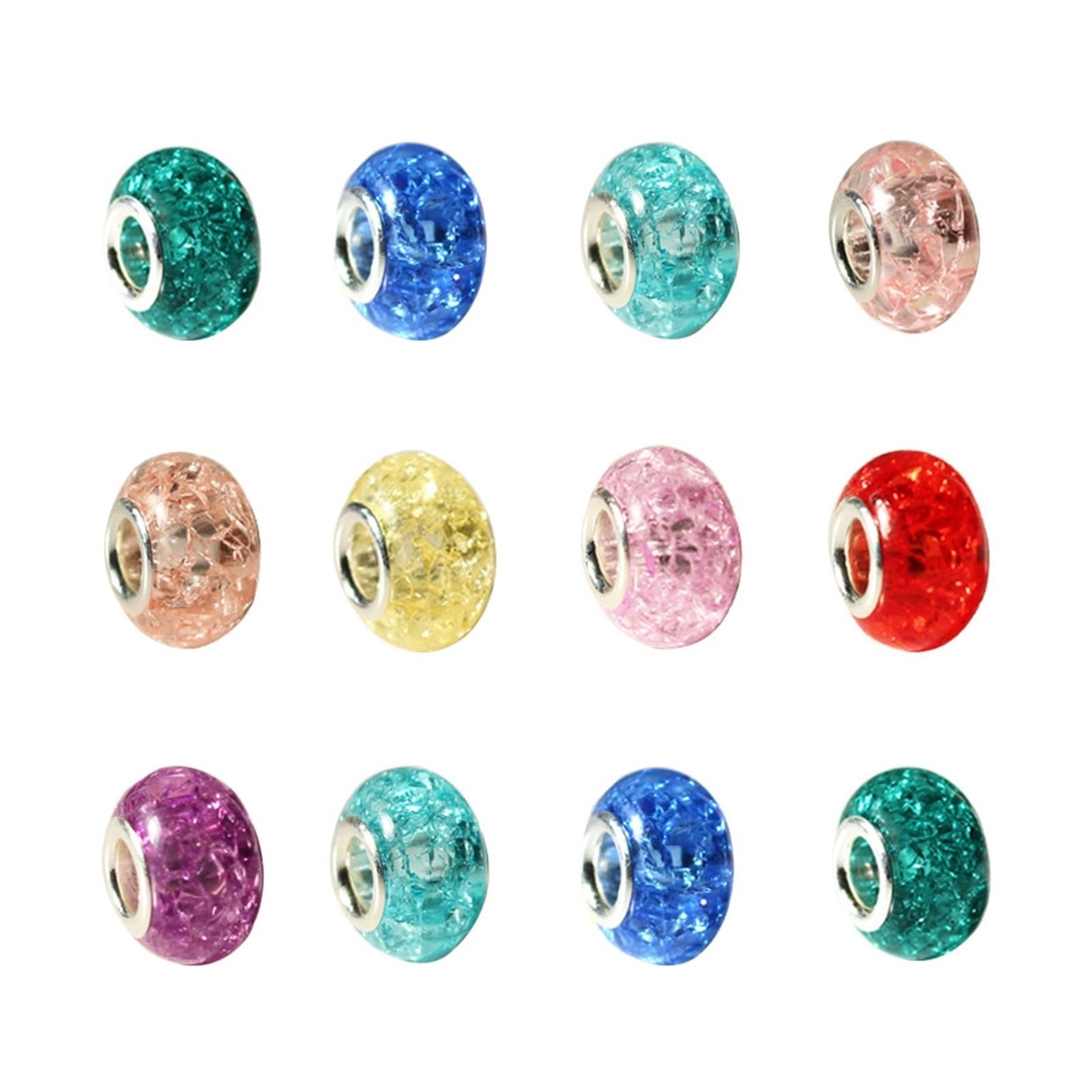 Perles à Gros Trous, Lot de 50 Perles intercalaires Multicolores en résine, Trou 14 mm et 5, for la Fabrication Bijoux Breloques(Blue-14mm)