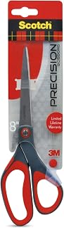 Scotch Precision 8 Inch Scissors - Stainless Steel Blades, Comfort Grip for Left/Right Hand, Ideal for Fabric, Crafts & Paper