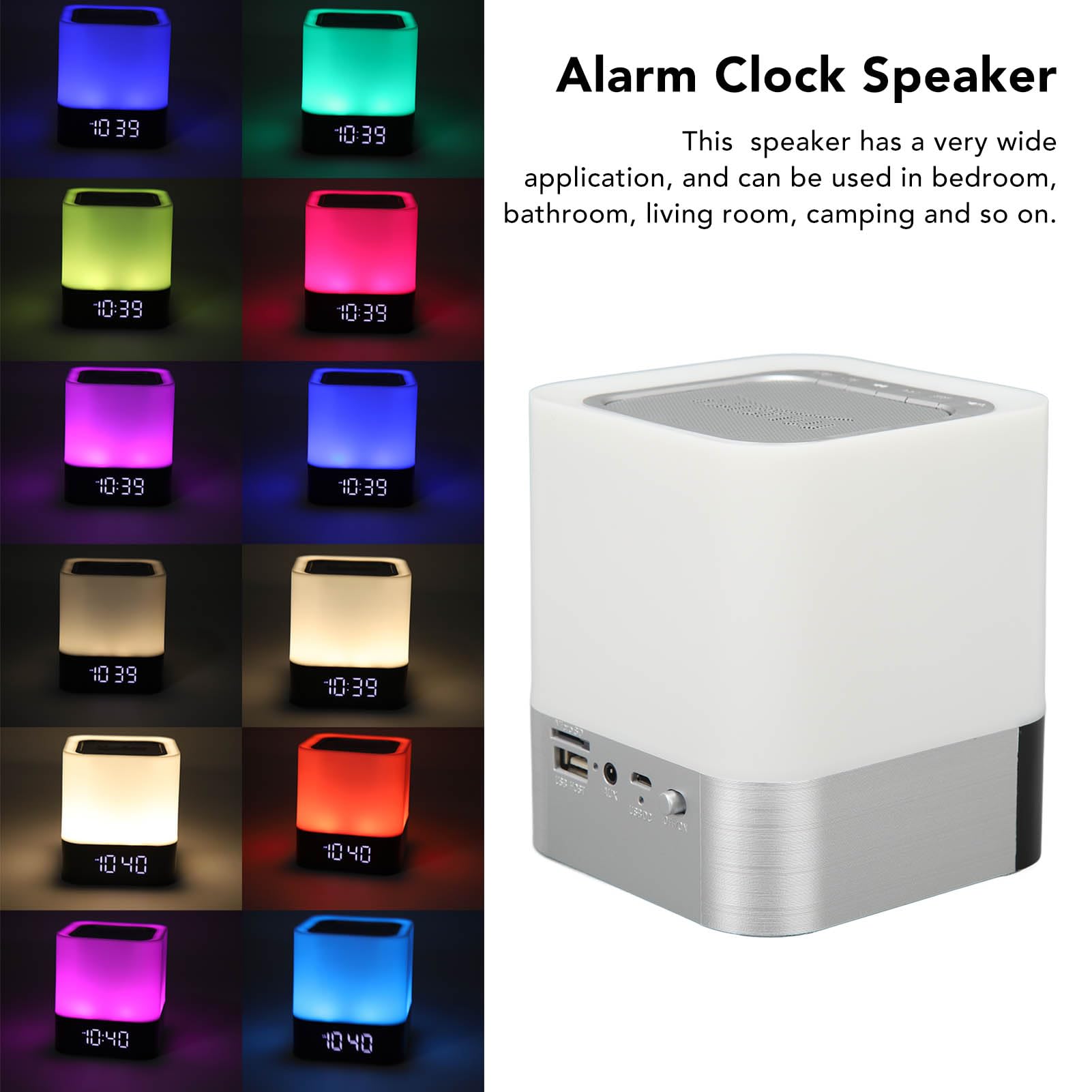 Altoparlante con Luce Notturna Woofer Portatile Wireless Altoparlante con Controllo Touch con Interfaccia USB con Luce LED