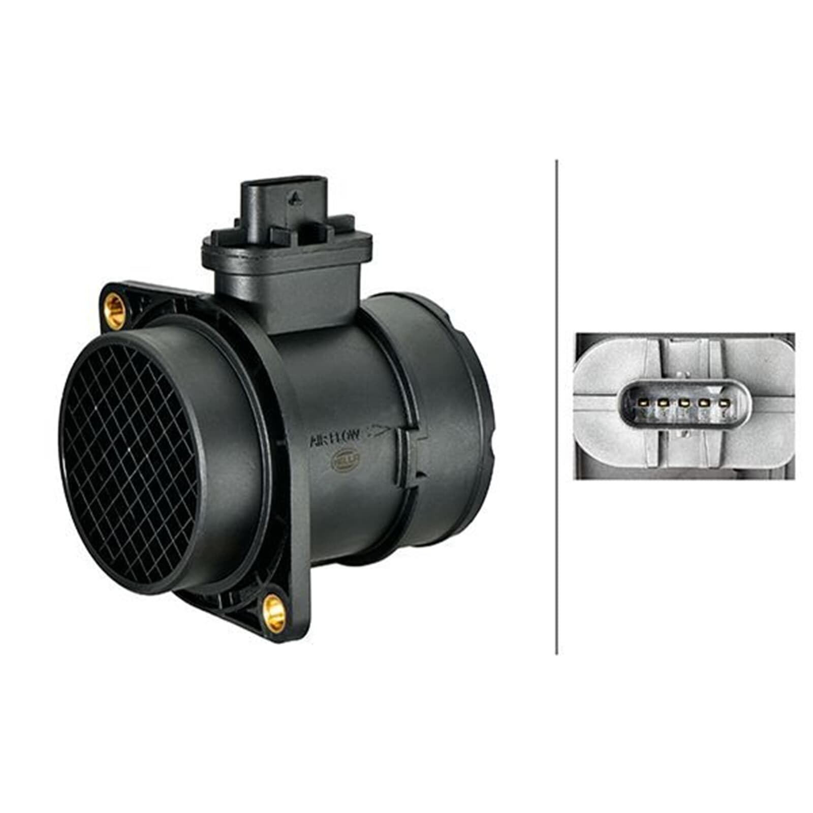 HELLA 8ET 358 166-581 Debimetro - 5a... poli - Bocchettone di tubo | Compatibile con: HYUNDAI IONIQ, KONA, KONA Kasten/SUV, KIA CEED Combi Van, CEED Sportswagon, NIRO I, NIRO VAN, XCEED