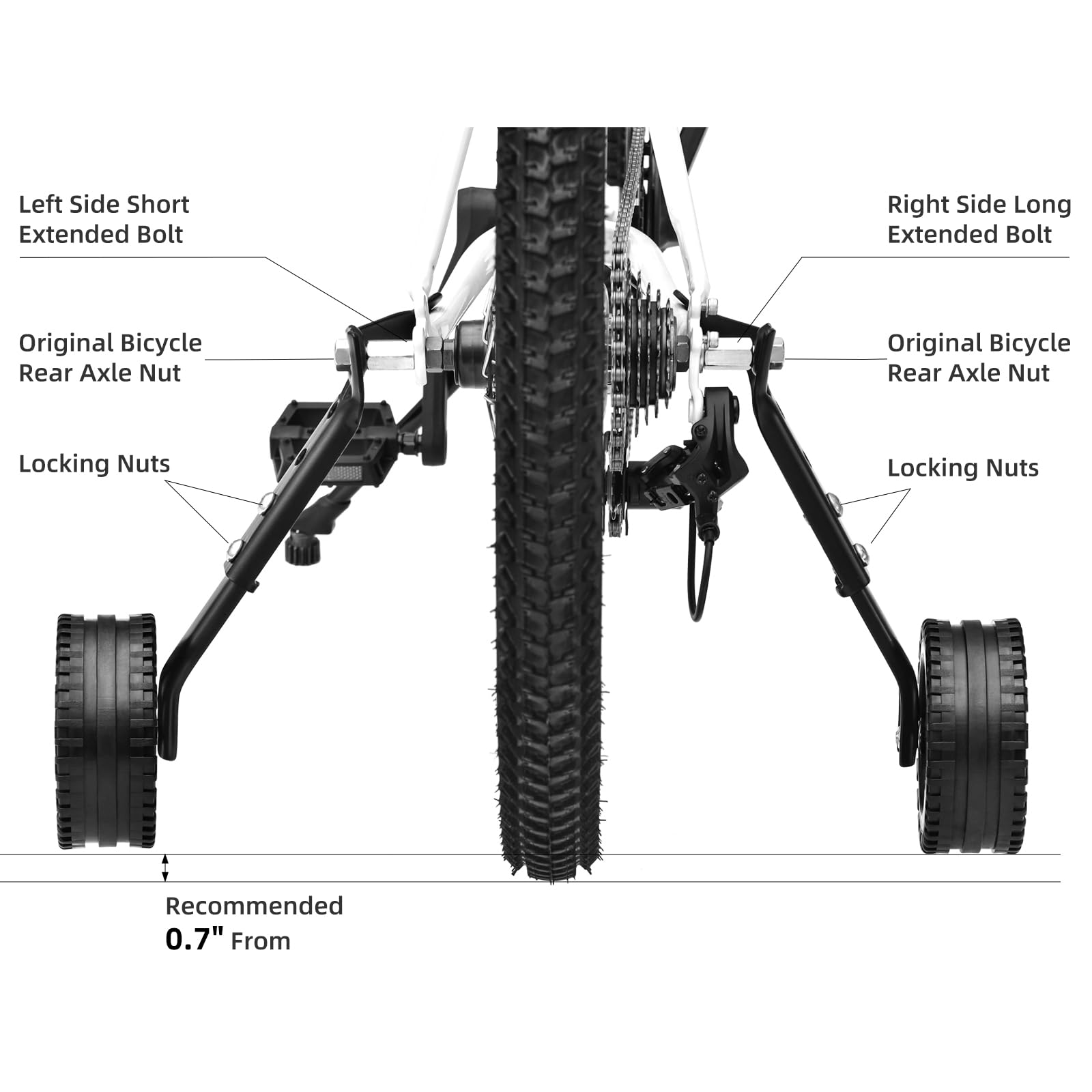 Ruedas de entrenamiento ajustables para bicicleta, kit de ruedas de entrenamiento para bicicleta de 16, 18, 20, 22, 24 pulgadas, incluye estabilizadores para velocidades variables, color rosa