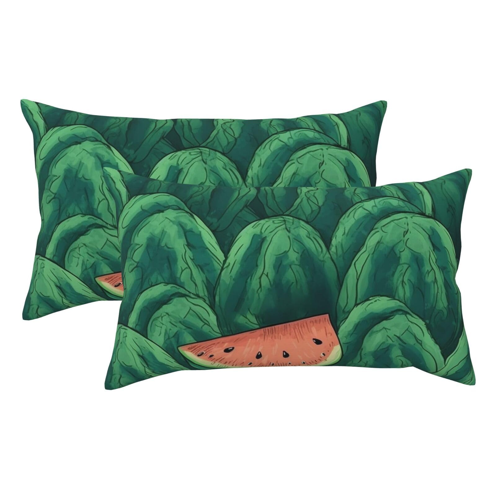 2 Pack King Size Pillow Cases for Hair and Skin Soft Breathable Pillow Case Covers with Hidden Zipper Green Watermelon Pattern Pillowcase 20x36 Inches Pillow Covers for Sleeping Gift